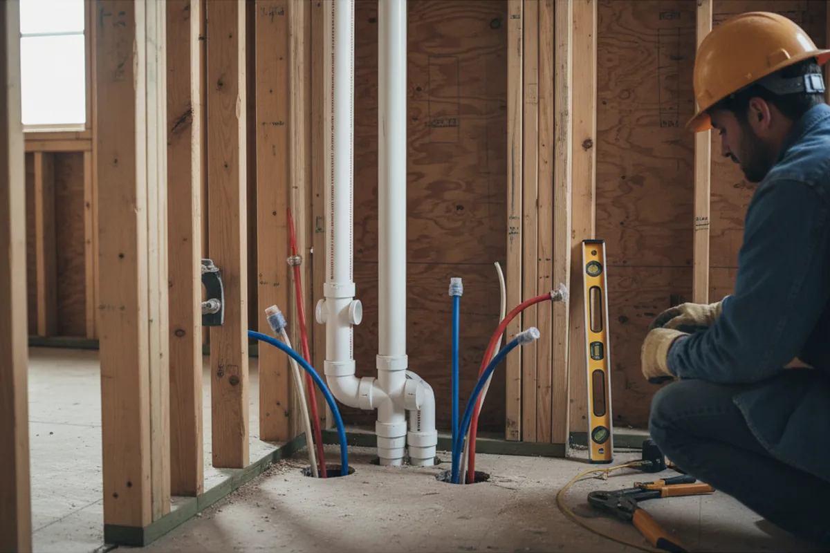 Drain and supply rough-in during Leak Detection in Rocky Point