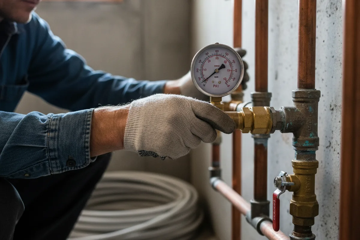 Pressure testing a repaired line during Water Line Repair in Rocky Point